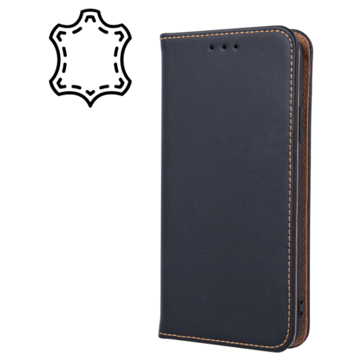 Kožené diárové puzdro na Huawei P30 Lite Genuine Smart Pro čierne