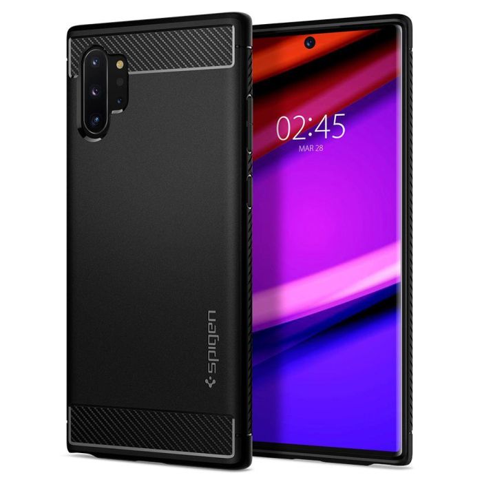 Silikónové puzdro na Samsung Galaxy Note 10 Spigen Rugged Armor čierne