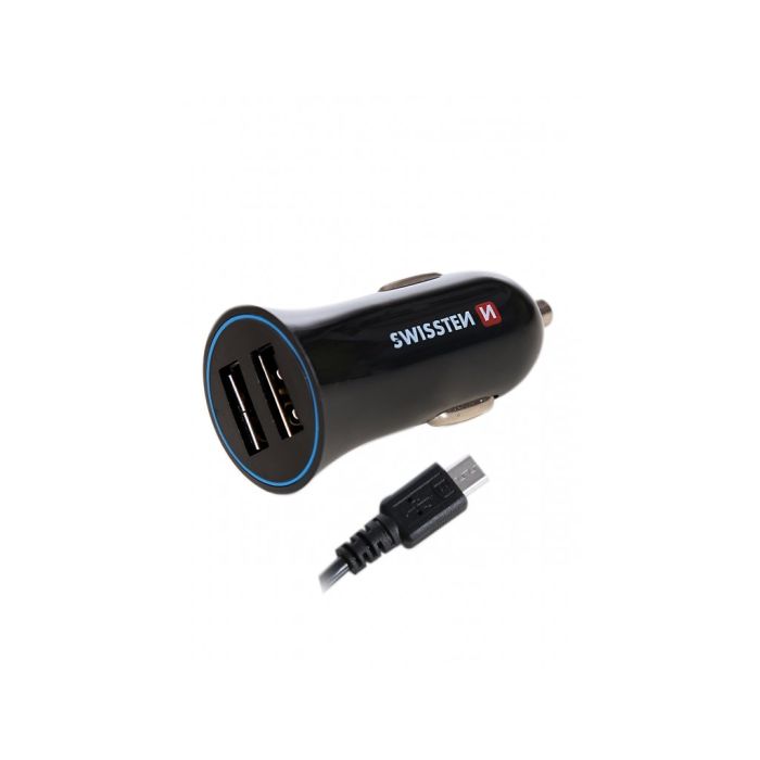 Autonabíjačka Swissten Cl micro USB 2,4 A + adaptér čierna