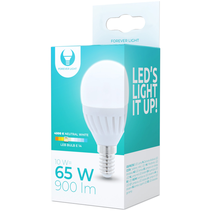 LED žiarovka E14 G45 10W 230V 4000K 1000lm ceramic Forever Light
