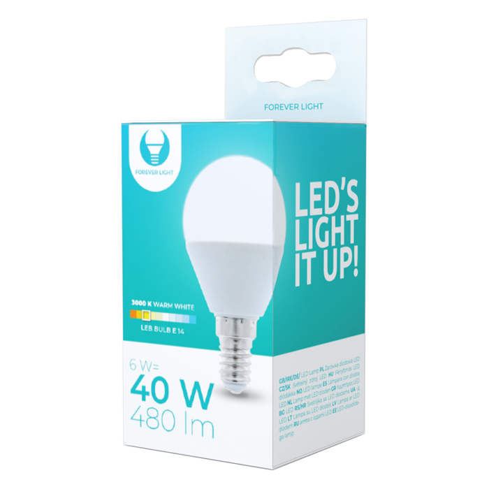 LED žiarovka Forever E14 G45 6W 3000K 480lm