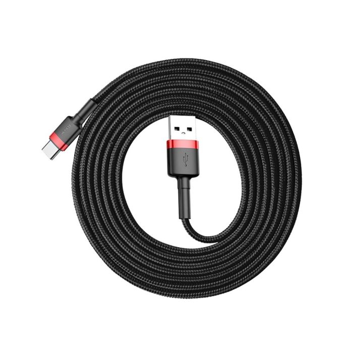 6953156278240Dátový kábel Baseus Lightning Cafule USB/USB-C, opletený 2A, 2m čierno-červený