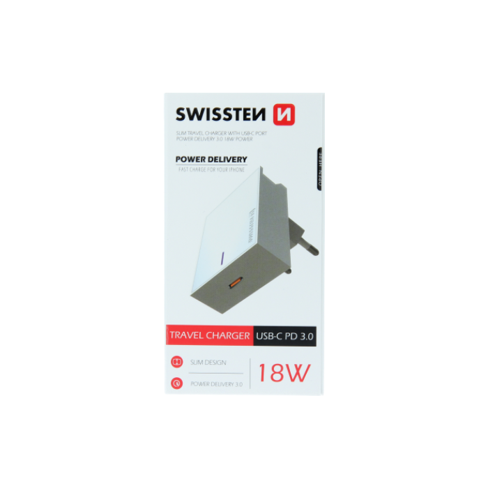 Nabíjací Adaptér Swissten USB-C Power Delivery 18W biely