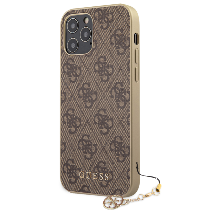 Puzdro Guess GUHCP12MGF4GBR na Apple iPhone 12/12 Pro 4G Charms hnedé