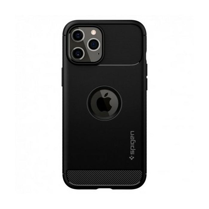 Silikónové puzdro na Apple iPhone 12/12 Pro Spigen Rugged Armor čierne