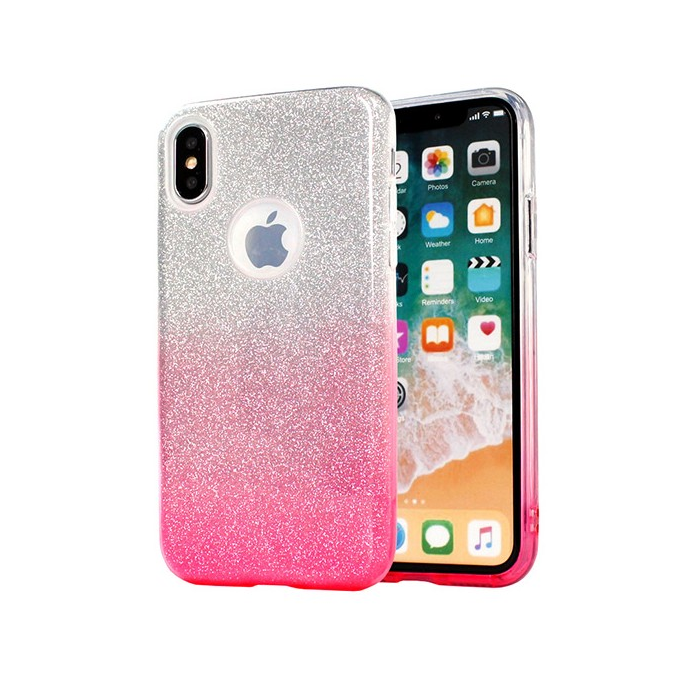 Silikónové puzdro na Xiaomi Redmi 9A Shine Bling strieborno-ružové