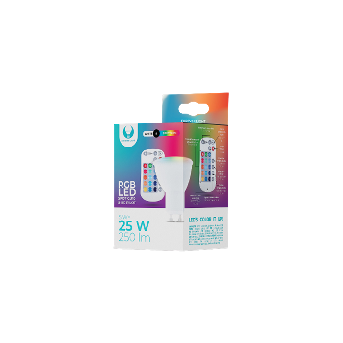 Smart žiarovka  Forever svetlo LED Bulb GU10 RGB + White 5W + RC Forever Light
