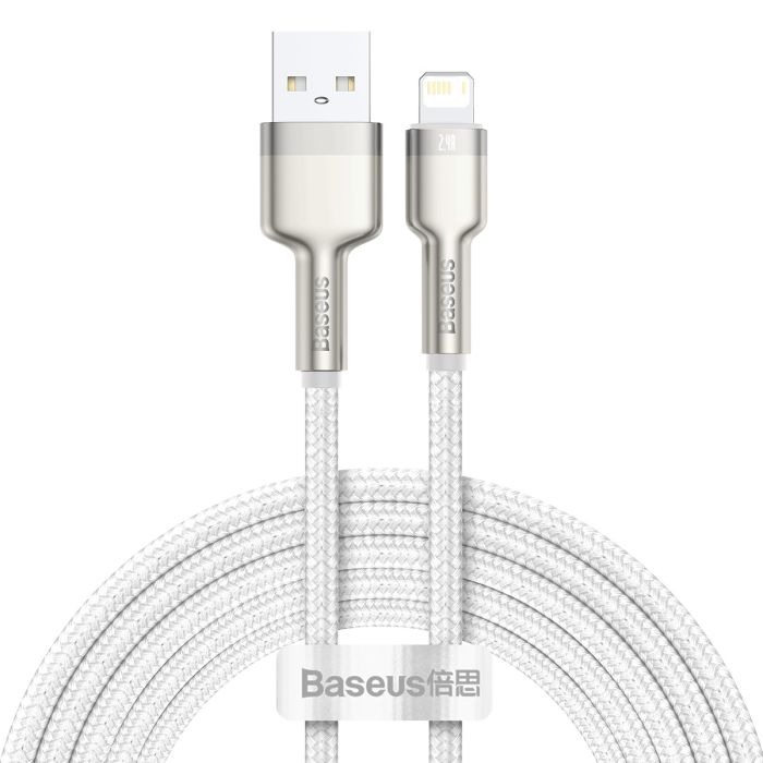 Dátový kábel Baseus Cafule Metal USB - Lightning  2,4A 2,0 m biely