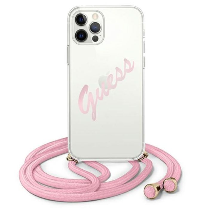 Puzdro Guess GUHCP12MCRTVSPI Apple iPhone 12/12 Pro Script Vintage ružové