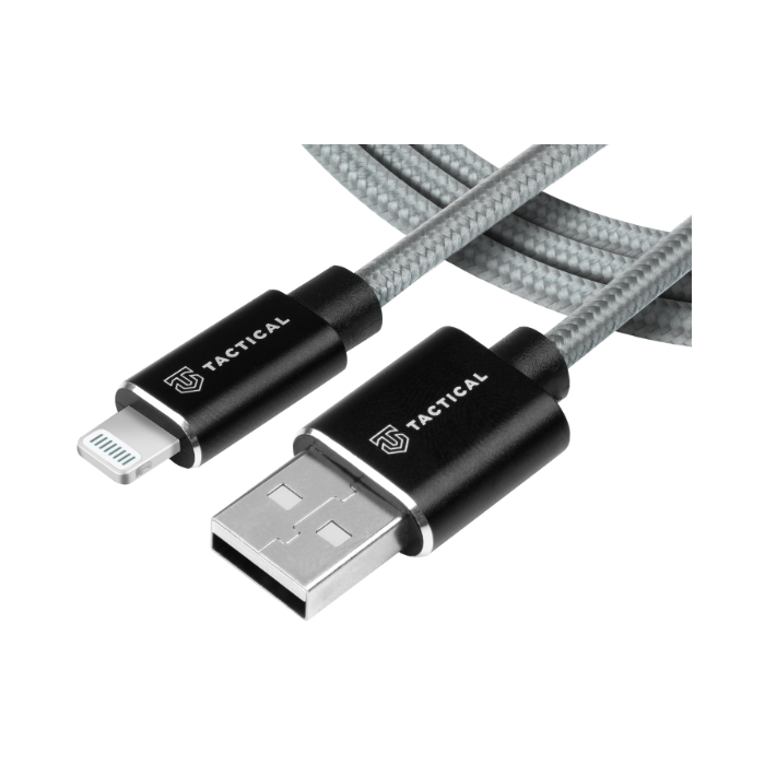 Kábel Tactical Fast Rope Aramid 028, USB-A na Lightning MFI, 1m, sivý