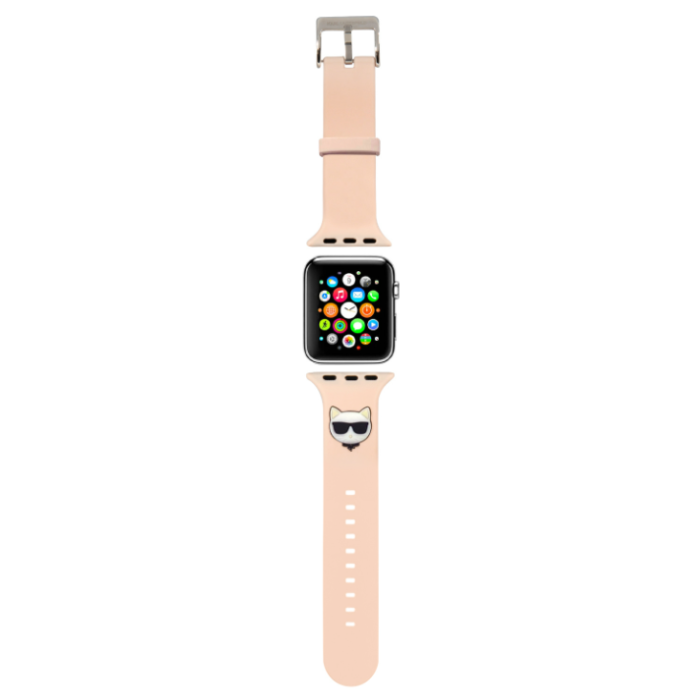 Náhradný remienok na Apple Watch 38/40mm Karl Lagerfeld KLAWLSLCP Choupette Head ružový