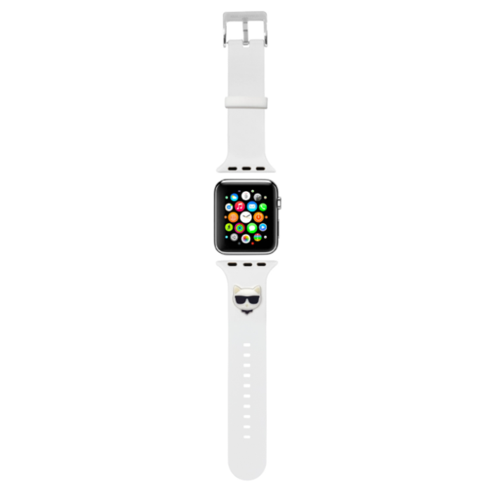 Náhradný remienok na Apple Watch 38/40mm Karl Lagerfeld KLAWLSLCW Choupette Head biely