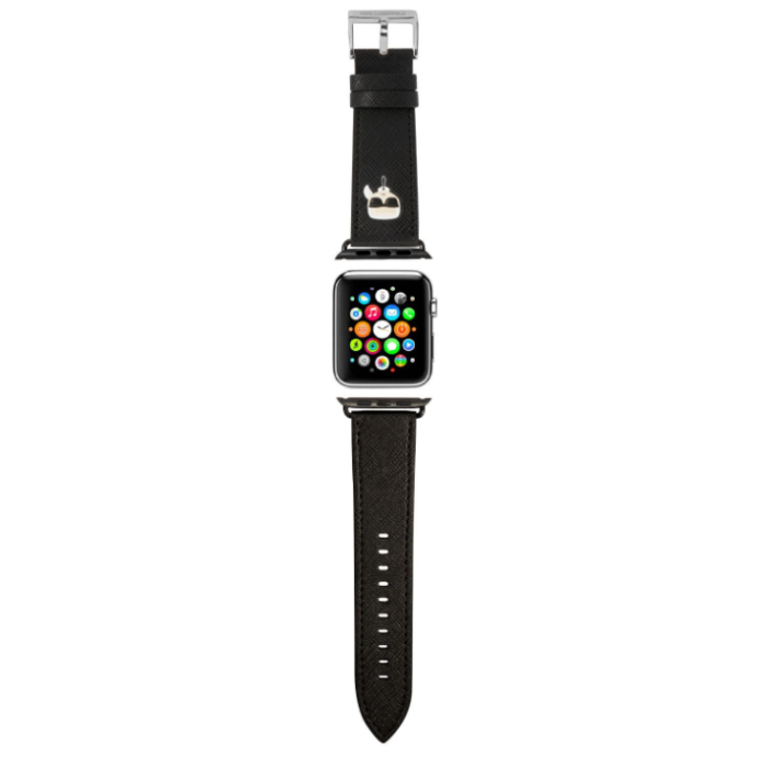 Náhradný remienok na Apple Watch 38/40mm Karl Lagerfeld Karl Head PU čierne