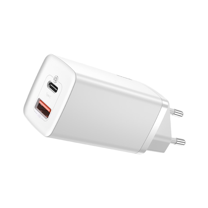 Rýchlonabíjačka Baseus GaN2 Lite CCGAN2L-B02, USB/USB-C, 65 W, biela