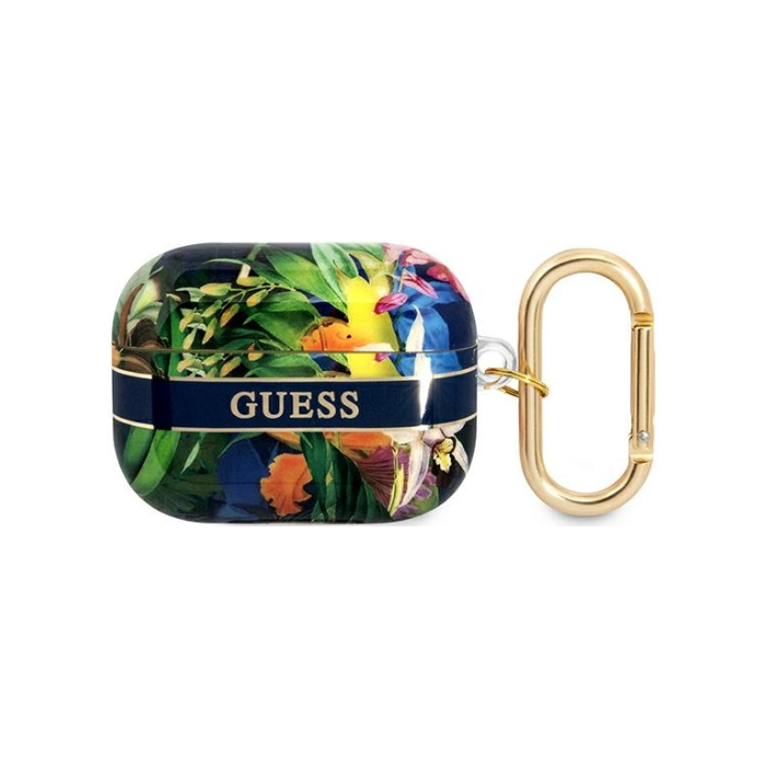 Silikónové puzdro Guess na Apple Airpods Pro GUAPHHFLB TPU Flower Print modré