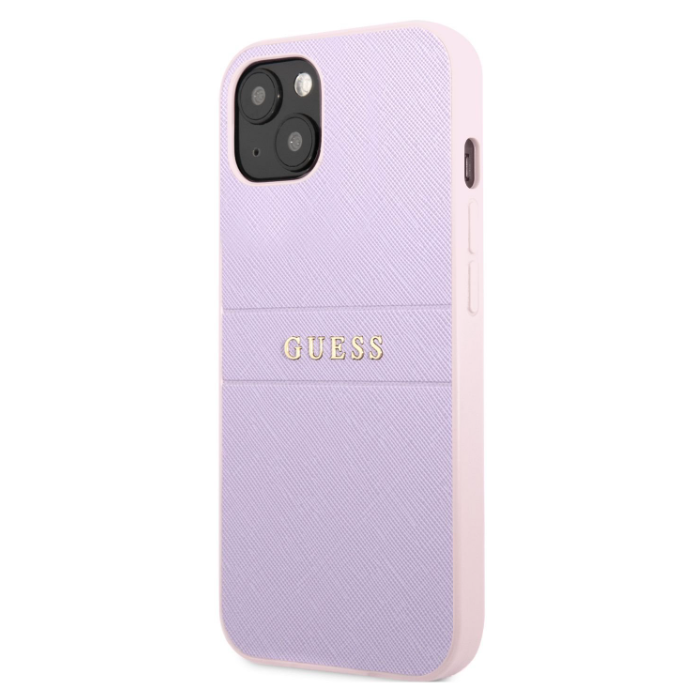 Plastové puzdro Guess na Apple iPhone 13 Mini GUHCP13SPSASBPU PU Leather Saffiano fialové