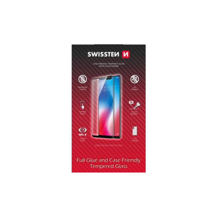 Tvrdené sklo na Xiaomi Redmi Note 8T Swissten Frame Full Glue Case Friendly 9H celotvárové čierne