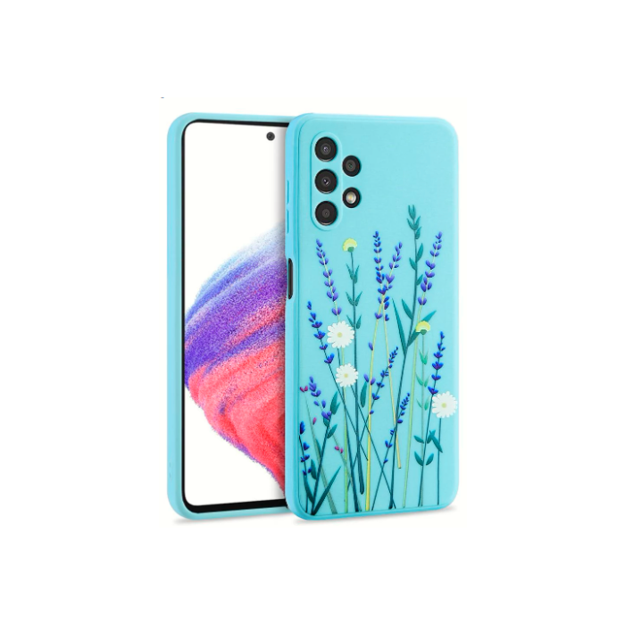 Silikónové puzdro na Samsung Galaxy A53 5G Tech Protect TPU kvety modré
