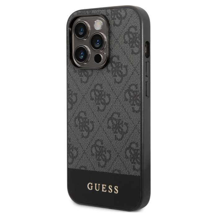 Plastové puzdro Guess na Apple iPhone 14 Pro GUHCP14LG4GLGR 4G Stripe sivé