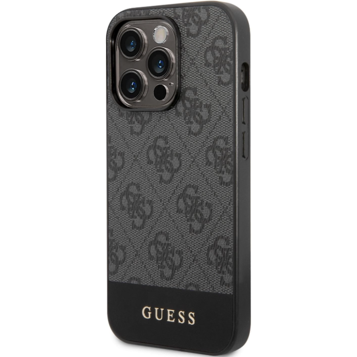 Plastové puzdro Guess na Apple iPhone 14 Pro Max GUHCP14XG4GLGR 4G Stripe sivé