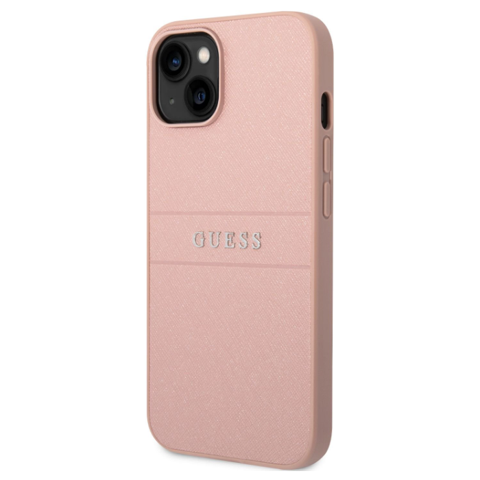Plastové puzdro Guess na Apple iPhone 14 Pro GUHCP14LPSASBPI PU Leather Saffiano ružové