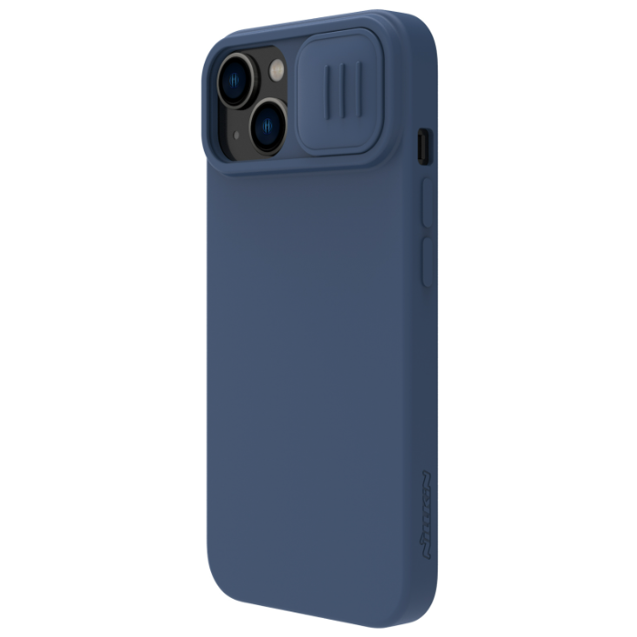 Silikónové puzdro na Apple iPhone 14 Plus Nillkin CamShield Silky Magnetic modré