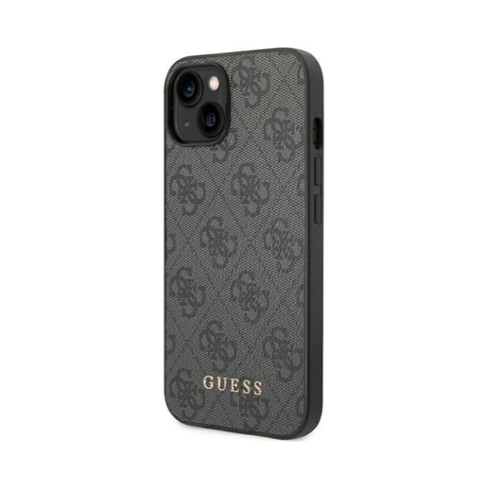Plastové puzdro Guess na Apple iPhone 14 Pro Max GUHCP14XG4GFGR 4G Gold Logo sivé