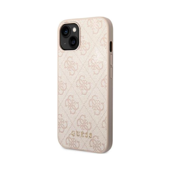 Plastové puzdro Guess na Apple iPhone 14 Pro Max GUHCP14XG4GFPI 4G Gold Logo ružové