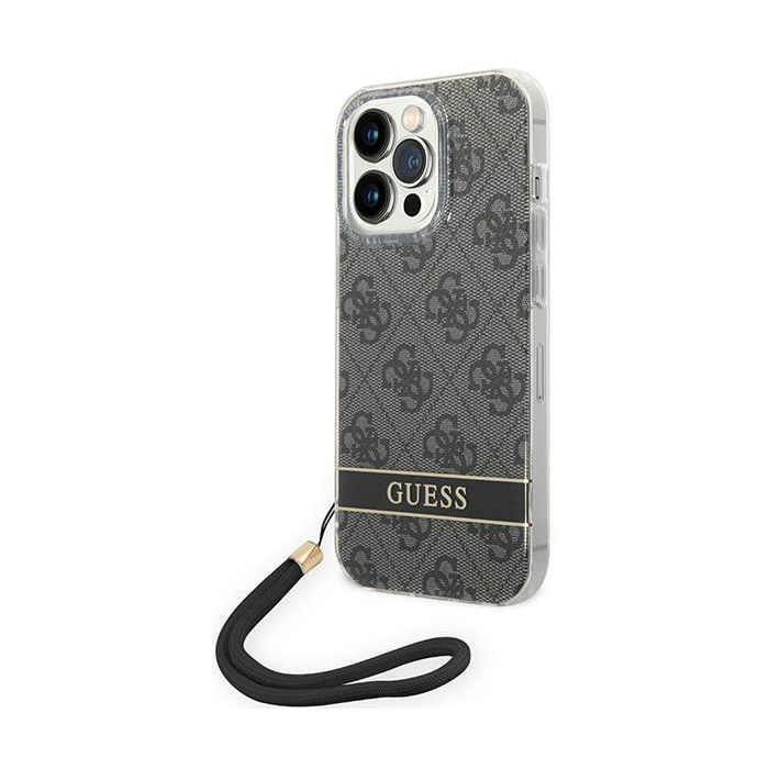 Plastové puzdro Guess na Apple iPhone 14 Pro GUOHCP14LH4STK Print 4G Cord čierne