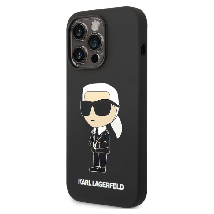 Silikónové puzdro Karl Lagerfeld na Apple iPhone 14 Pro Max KLHCP14XSNIKBCK Liquid Silicone Ikonik NFT čierne