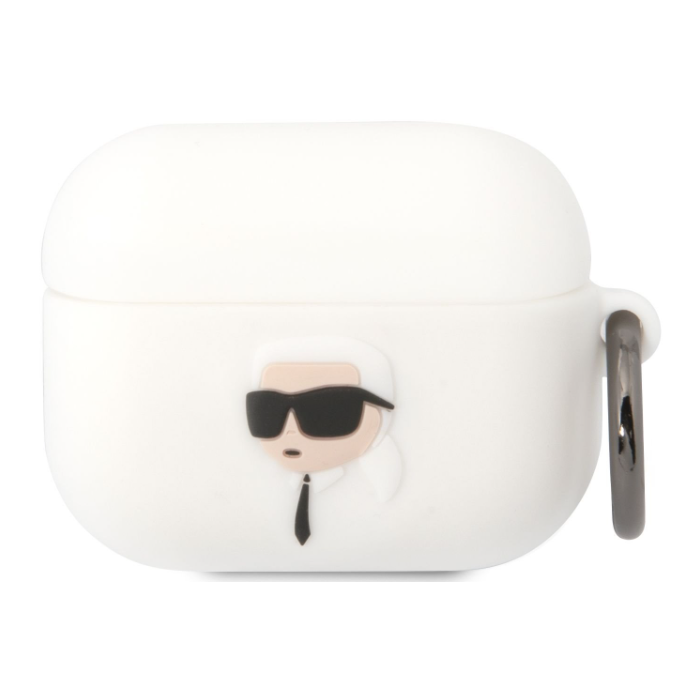 Silikónové puzdro Karl Lagerfeld na Apple AirPods Pro KLAPRUNIKH Karl 3D Logo NFT biele