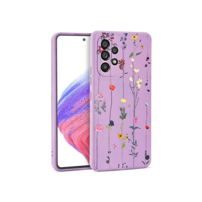 Silikónové puzdro na Samsung Galaxy A53 5G A536 Tech Protect Mood Garden fialové