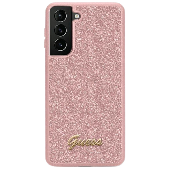 Plastové puzdro Guess na Samsung Galaxy S23 5G S911 GUHCS23SHGGSHP Fixed Glitter ružové