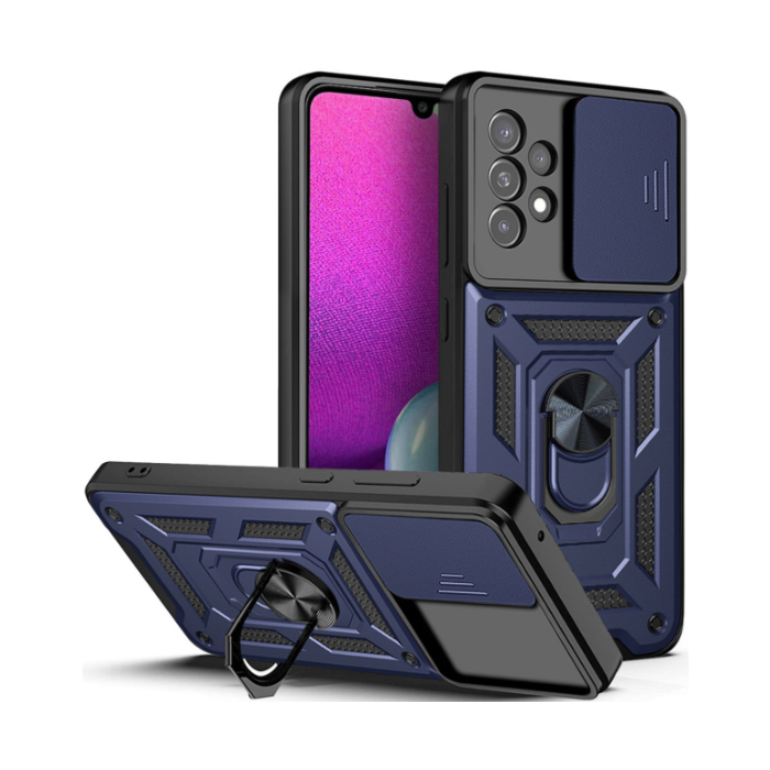 Odolné puzdro na Samsung Galaxy A33 5G A336 Camshield Ring Armor modré