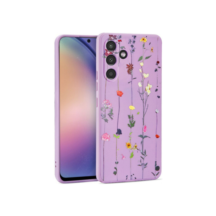 Silikónové puzdro na Samsung Galaxy A54 5G A546 Tech Protect Mood Garden fialové