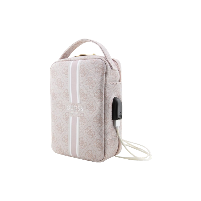 Univerzálne puzdro Guess na príslušenstvo GUHBP4RPSP PU 4G Printed Stripes Travel Universal Bag ružové