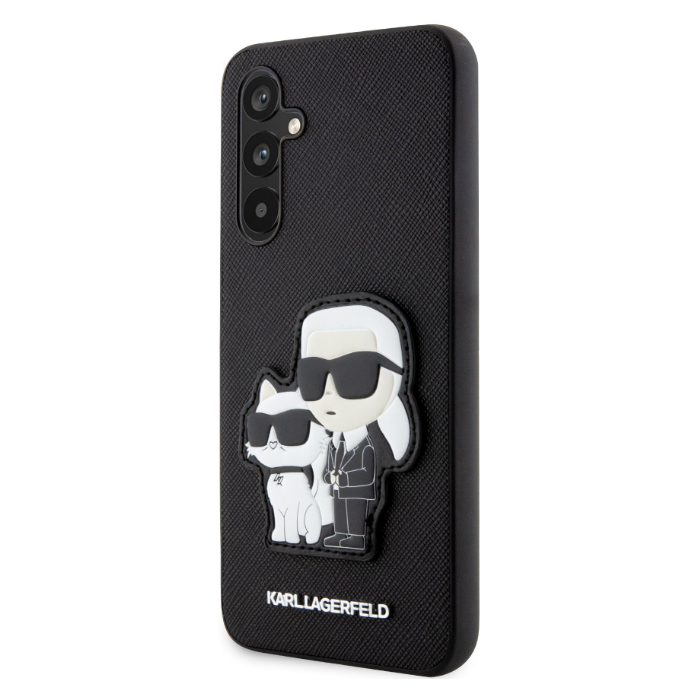 Plastové puzdro Karl Lagerfeld na Samsung Galaxy A54 5G A546 KLHCA54SANKCPK Saffiano Karl and Choupette NFT čierne