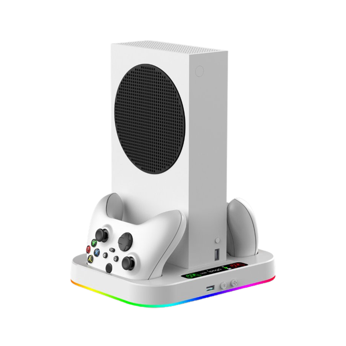 iPega XBS012S, multifunkčný nabíjací RGB stojan s chladením pre Xbox Series S + 2ks baterií