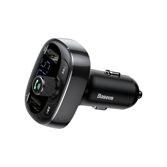 Baseus S-09 FM Transmiter Bluetooth MP3, 2 x USB-A 4,8A čierny