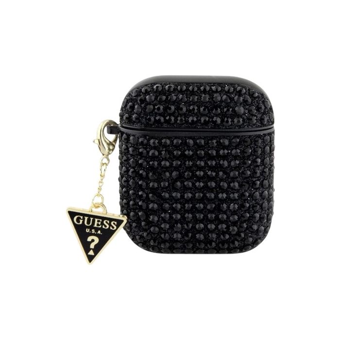 Guess Rhinestones Triangle Metal Logo Apple AirPods 1/2 GUA2HDGTPK Black
