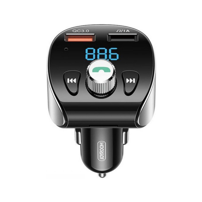 Joyroom FM transmitter JR-CL02, Bluetooth 5.0 MP3 micro SD car charger 2x USB 18 W 3 A Quick Charge 3.0 čierny