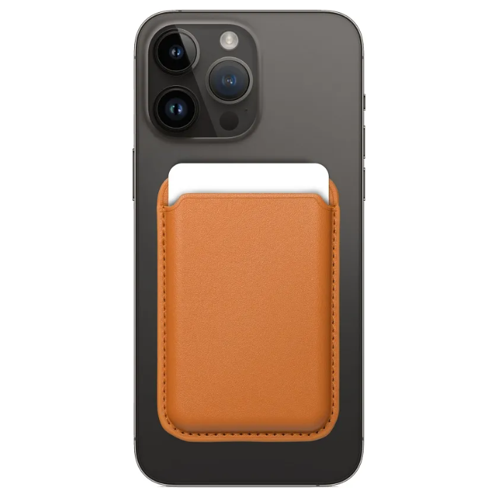 Magnetická peňaženka na Apple iPhone Leather Mag Wallet oranžová