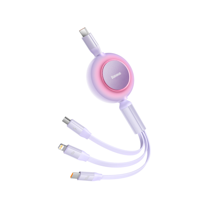 Baseus Bright Mirror 2 CAMJ010205, USB-C na Micro/Lighting/USB-C, PD 100W, 1.1m, fialový