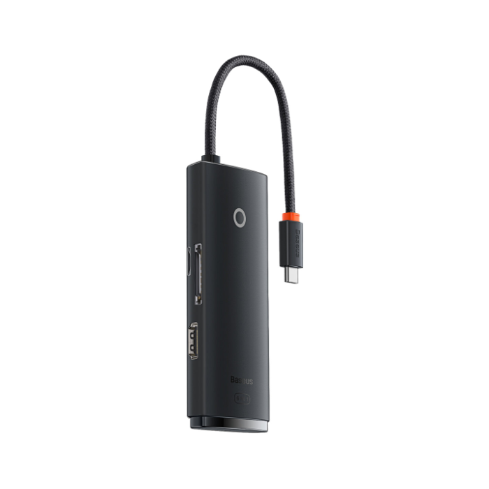 Baseus Lite Series HUB 6v1 WKQX050001, Typ-C na HDMI + 2xUSB 3.0 + Typ C + SD/TF, čierny