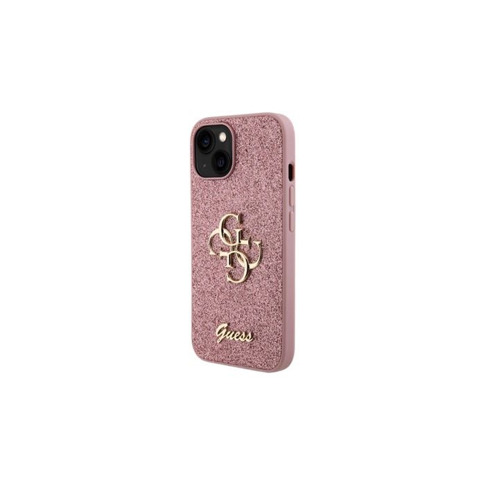 Guess PU Fixed Glitter 4G Metal Logo Apple iPhone 15 GUHCP15SHG4SGP Pink