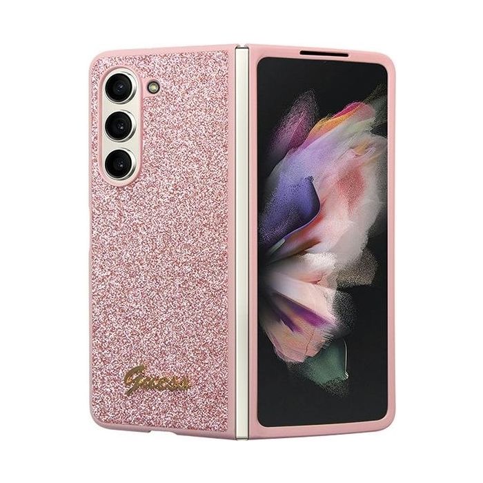 Guess PC/TPU Glitter Flakes Metal Logo Samsung Galaxy Z Fold5 5G F946 GUHCZFD5HGGSHP Pink