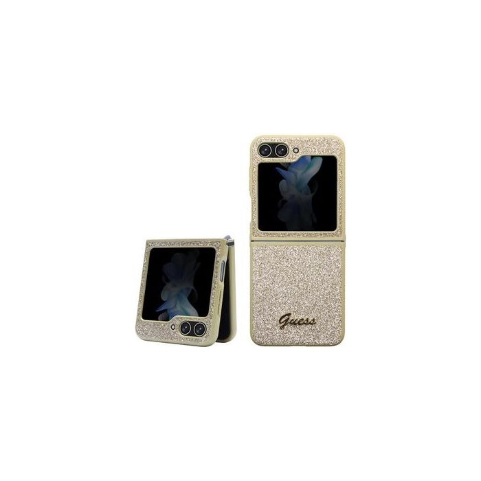 Guess PC/TPU Glitter Flakes Metal Logo Samsung Galaxy Z Flip5 5G F731 GUHCZF5HGGSHD Gold