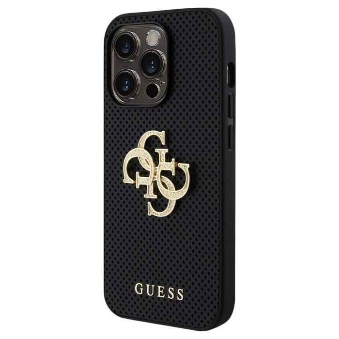 Guess PU Perforated 4G Glitter Metal Logo Apple iPhone 14 Pro Max GUHCP14XPSP4LGK Black