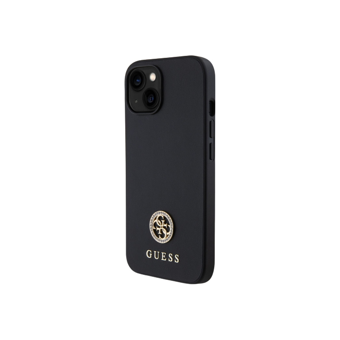 Plastové puzdro Guess na Apple iPhone 15 GUHCP15SPS4DGPK 4G Strass Metal Logo čierne