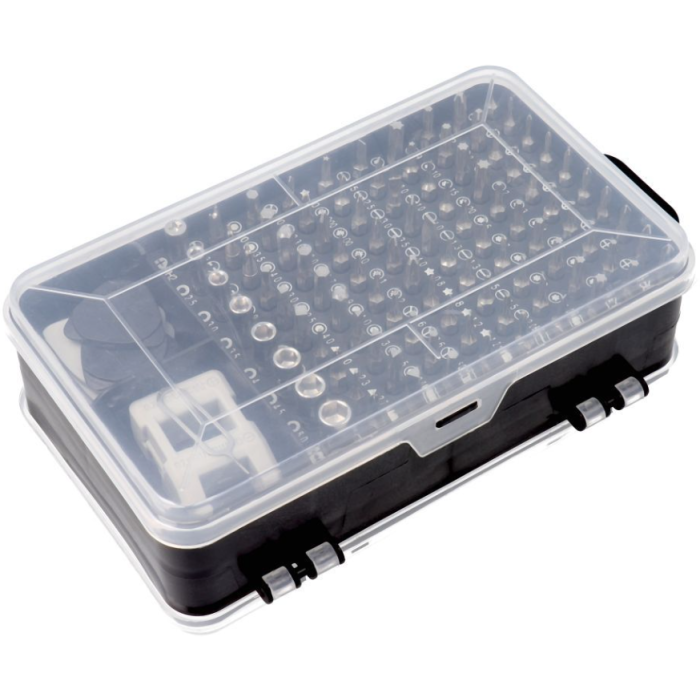 Set skrutkovačov a bitov 115 v 1 strieborný
